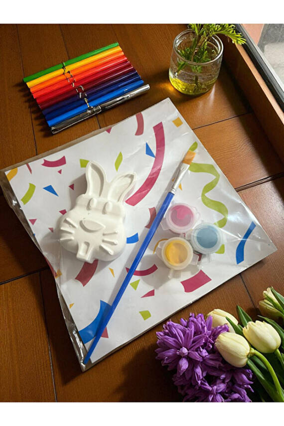 2'Lİ SET -Tavşan ve UğurBöceği /Taş Boyama Seti, dıy, kendin Yap, doğum Günü Hediyesi, (3+3) 6 Adet - 2