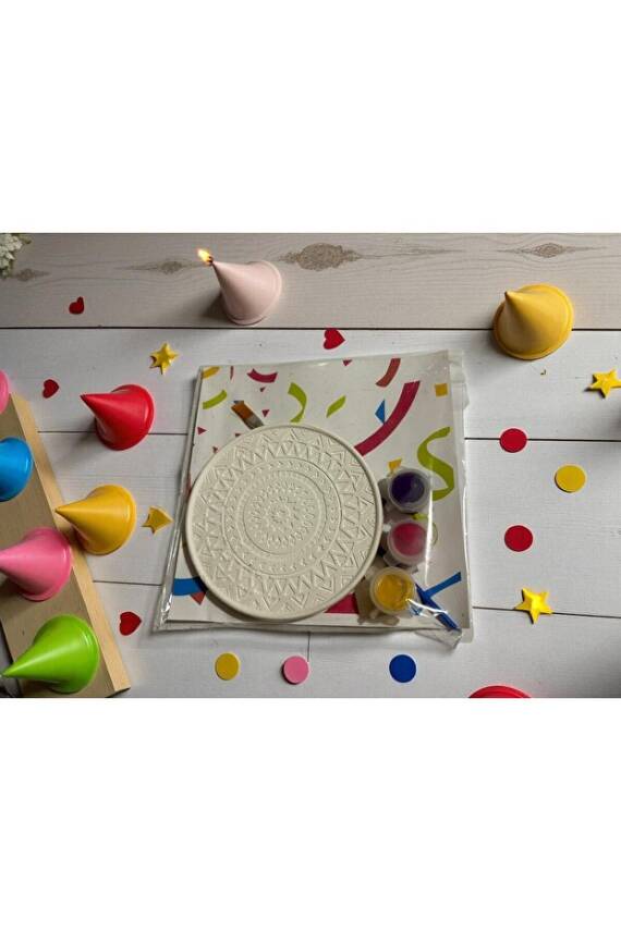 Adet Mandala Bardak Altlığı Taş Boyama Seti, Kendin Yap, Doğum Günü Hediyesi 12 ( 6+6)  - 4