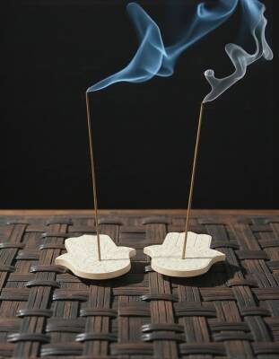 Boyanabilir Taş Tozu Hamsa (Fatma Ana Eli) Tütsülük – El Yapımı Tütsü Standı, Minimal Ev Aksesuarı - 7