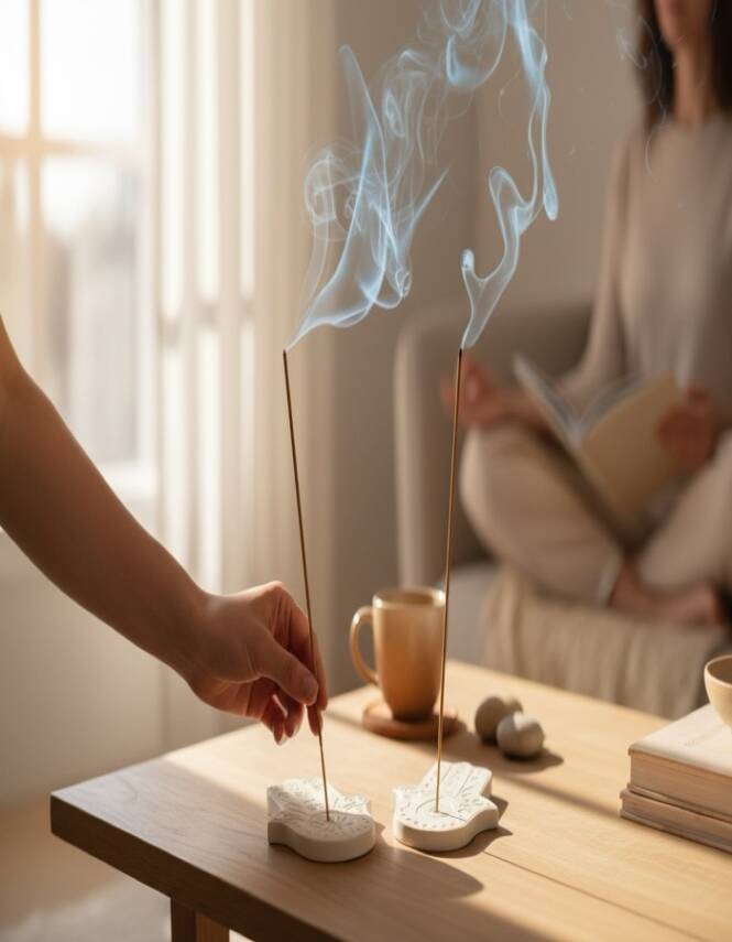 Boyanabilir Taş Tozu Hamsa (Fatma Ana Eli) Tütsülük – El Yapımı Tütsü Standı, Minimal Ev Aksesuarı - 3