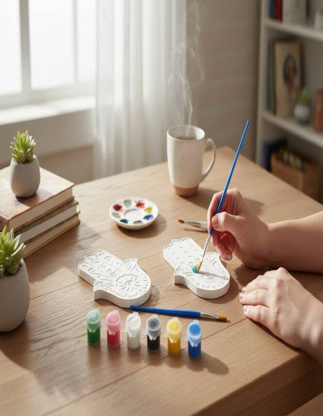 Boyanabilir Taş Tozu Hamsa (Fatma Ana Eli) Tütsülük – El Yapımı Tütsü Standı, Minimal Ev Aksesuarı - 6