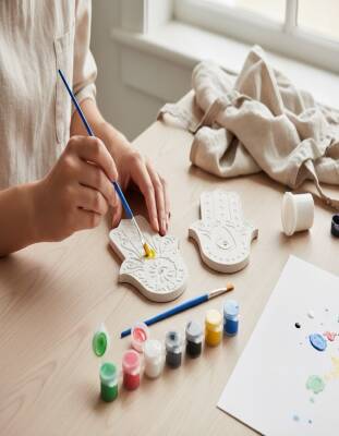 Boyanabilir Taş Tozu Hamsa (Fatma Ana Eli) Tütsülük – El Yapımı Tütsü Standı, Minimal Ev Aksesuarı - 8