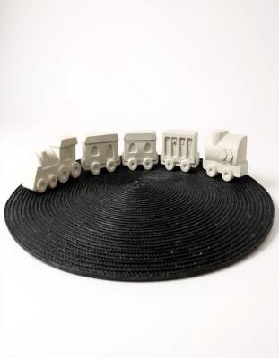 Boyanabilir Taş Tozu Tren ve Vagon Figürleri Seti – 6 Renk Boya & Fırça Dahil, El Yapımı - 9