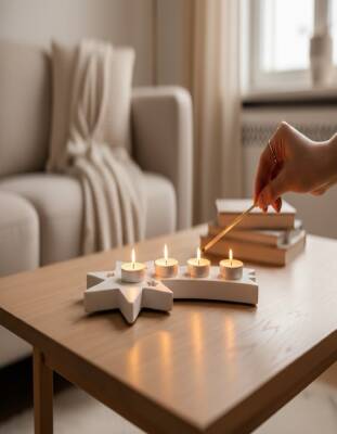 Dekoratif Kayan Yıldız Mumluk & Tealight Standı – Minimal El Yapımı Tasarım, Ev Dekorasyonu - 3