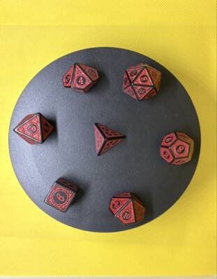 DND FRP 7’li Zar Seti – Kırmızı Renkli | Dungeons & Dragons Masaüstü RPG Oyun Zarı Seti - 2