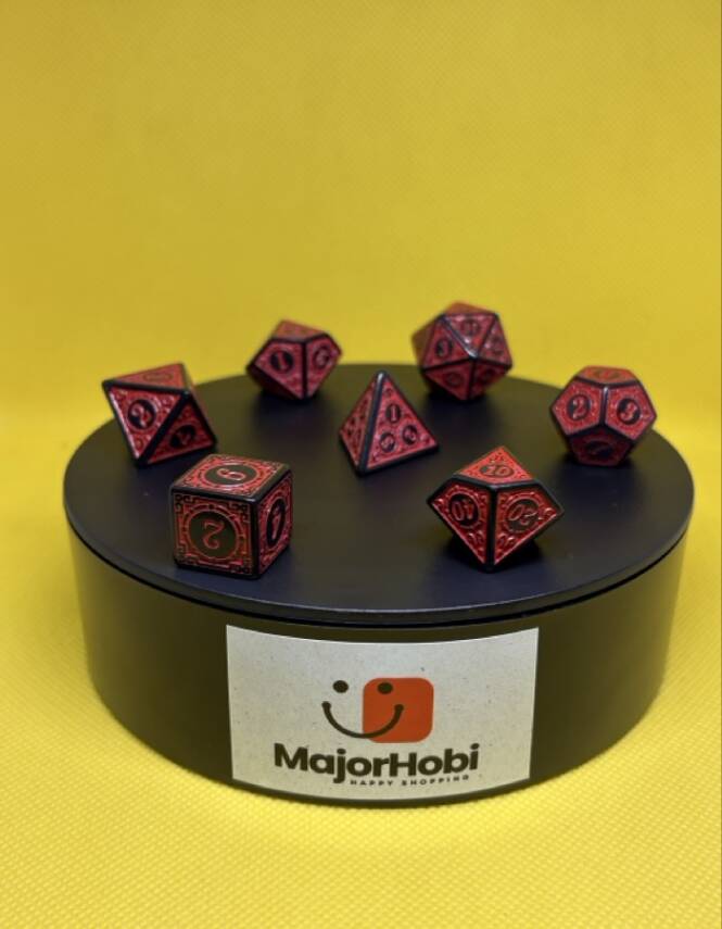 DND FRP 7’li Zar Seti – Kırmızı Renkli | Dungeons & Dragons Masaüstü RPG Oyun Zarı Seti - 6
