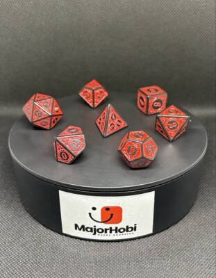 DND FRP 7’li Zar Seti – Kırmızı Renkli | Dungeons & Dragons Masaüstü RPG Oyun Zarı Seti - 9