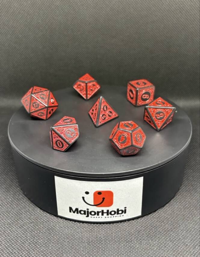 DND FRP 7’li Zar Seti – Kırmızı Renkli | Dungeons & Dragons Masaüstü RPG Oyun Zarı Seti - 9