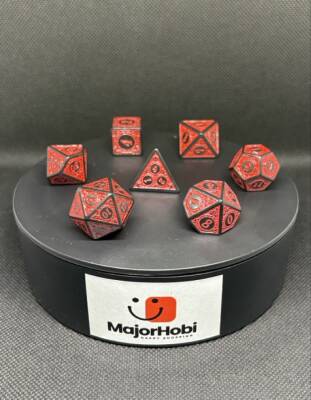 DND FRP 7’li Zar Seti – Kırmızı Renkli | Dungeons & Dragons Masaüstü RPG Oyun Zarı Seti