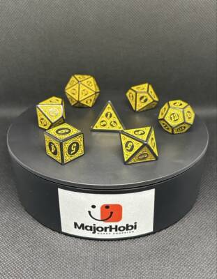DND FRP 7’li Zar Seti – Sarı Renk | Dungeons & Dragons Masaüstü RPG Oyun Zarı Seti