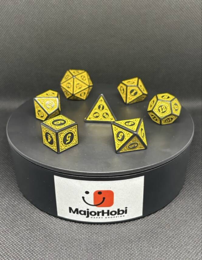 DND FRP 7’li Zar Seti – Sarı Renk | Dungeons & Dragons Masaüstü RPG Oyun Zarı Seti - 1