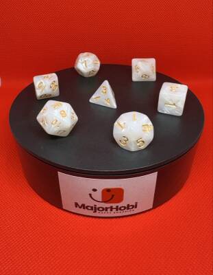DND FRP 7’li Zar Seti – Sedefli Beyaz | Dungeons & Dragons Masaüstü RPG Oyun Zarı Seti