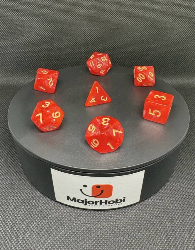 DND FRP 7’li Zar Seti – Sedefli Kırmızı | Dungeons & Dragons Masaüstü RPG Oyun Zarı Seti - 1