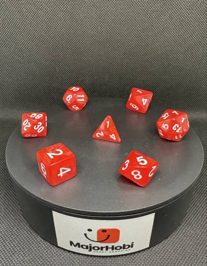 DND FRP 7’li Zar Seti – Sedefli Kırmızı | Dungeons & Dragons Masaüstü RPG Oyun Zarı Seti - 1