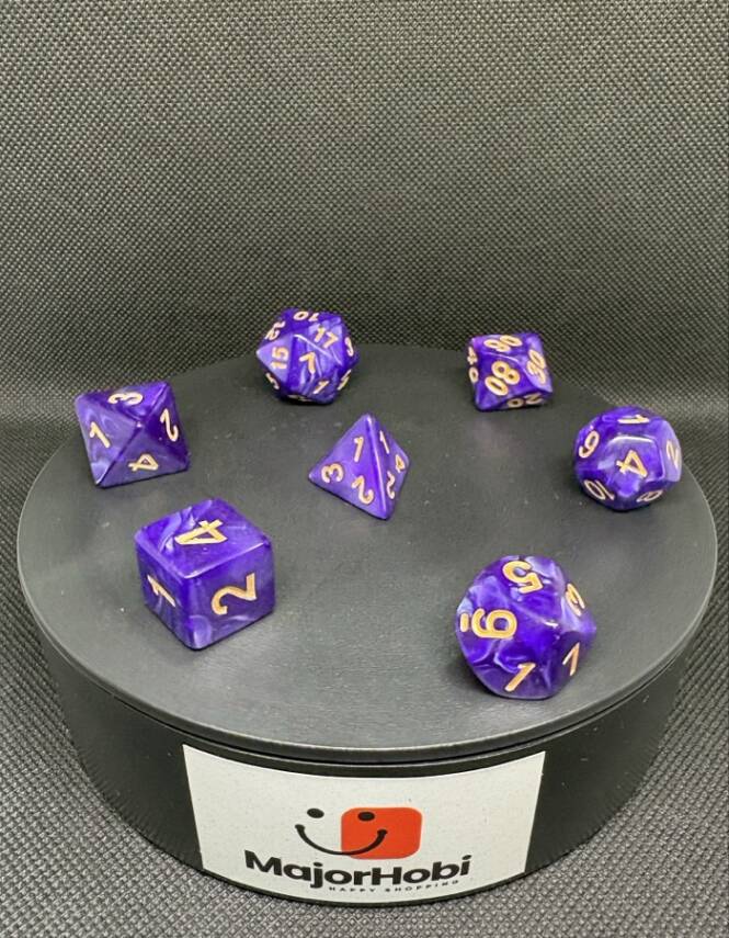 DND FRP 7’li Zar Seti – Sedefli Mor | Dungeons & Dragons Masaüstü RPG Oyun Zarı Seti - 1