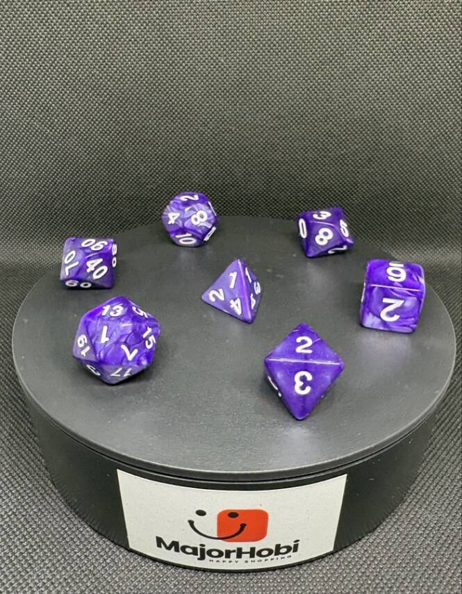 DND FRP 7’li Zar Seti – Sedefli Mor | Dungeons & Dragons Masaüstü RPG Oyun Zarı Seti - 1