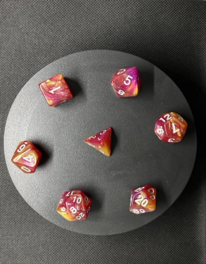 DND FRP 7’li Zar Seti – Sedefli Mor Sarı | Dungeons & Dragons Masaüstü RPG Oyun Zarı Seti - 4