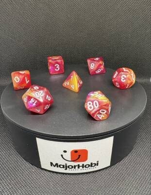 DND FRP 7’li Zar Seti – Sedefli Mor Sarı | Dungeons & Dragons Masaüstü RPG Oyun Zarı Seti - 3