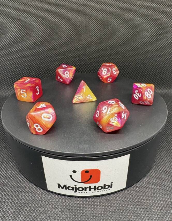 DND FRP 7’li Zar Seti – Sedefli Mor Sarı | Dungeons & Dragons Masaüstü RPG Oyun Zarı Seti - 1