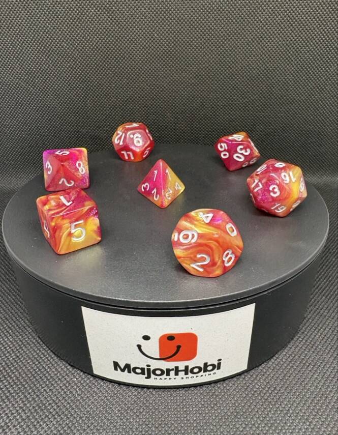 DND FRP 7’li Zar Seti – Sedefli Mor Sarı | Dungeons & Dragons Masaüstü RPG Oyun Zarı Seti - 5