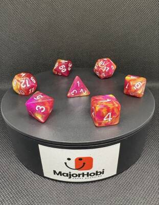 DND FRP 7’li Zar Seti – Sedefli Mor Sarı | Dungeons & Dragons Masaüstü RPG Oyun Zarı Seti - 7