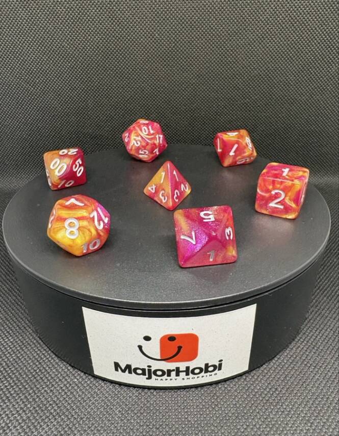 DND FRP 7’li Zar Seti – Sedefli Mor Sarı | Dungeons & Dragons Masaüstü RPG Oyun Zarı Seti - 8