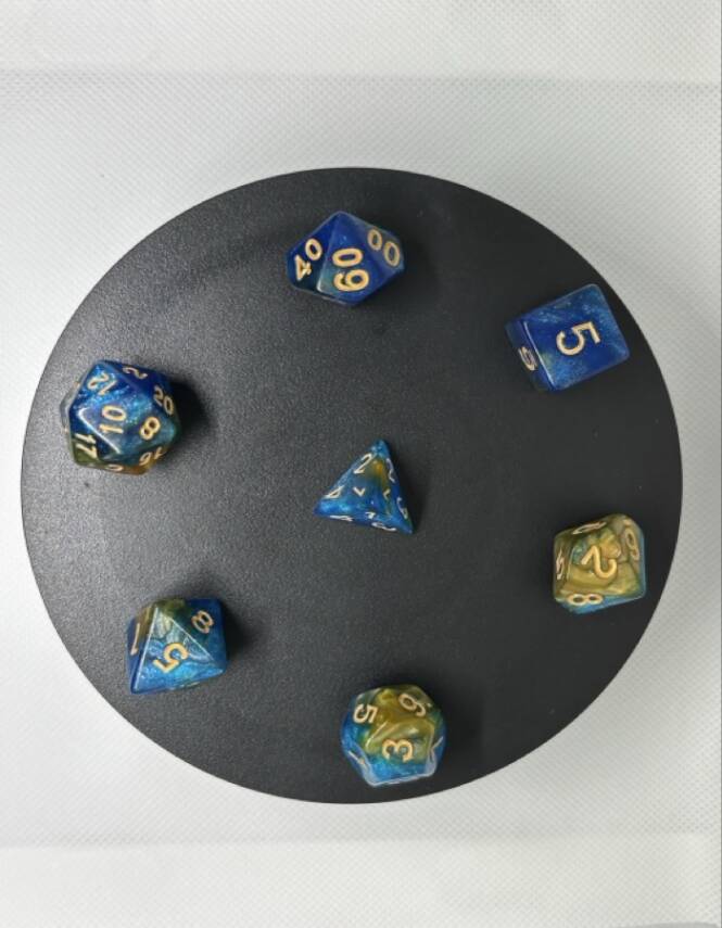 DND FRP 7’li Zar Seti – Sedefli Simli Mavi Gold | Dungeons & Dragons Masaüstü RPG Oyun Zarı Seti - 3