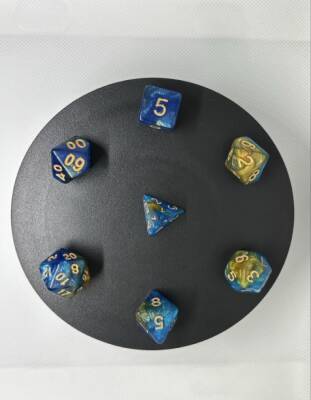 DND FRP 7’li Zar Seti – Sedefli Simli Mavi Gold | Dungeons & Dragons Masaüstü RPG Oyun Zarı Seti - 7