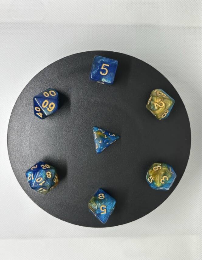 DND FRP 7’li Zar Seti – Sedefli Simli Mavi Gold | Dungeons & Dragons Masaüstü RPG Oyun Zarı Seti - 7