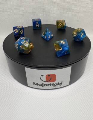 DND FRP 7’li Zar Seti – Sedefli Simli Mavi Gold | Dungeons & Dragons Masaüstü RPG Oyun Zarı Seti - 4