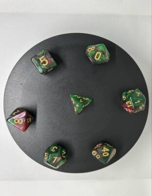 DND FRP 7’li Zar Seti – Sedefli Simli Yeşil Bordo | Dungeons & Dragons Masaüstü RPG Oyun Zarı Seti - 3
