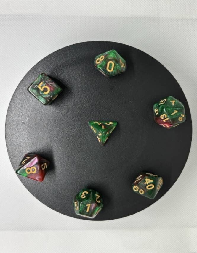 DND FRP 7’li Zar Seti – Sedefli Simli Yeşil Bordo | Dungeons & Dragons Masaüstü RPG Oyun Zarı Seti - 5