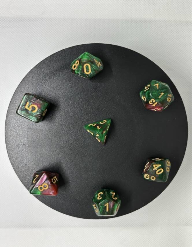 DND FRP 7’li Zar Seti – Sedefli Simli Yeşil Bordo | Dungeons & Dragons Masaüstü RPG Oyun Zarı Seti - 7