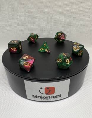 DND FRP 7’li Zar Seti – Sedefli Simli Yeşil Bordo | Dungeons & Dragons Masaüstü RPG Oyun Zarı Seti