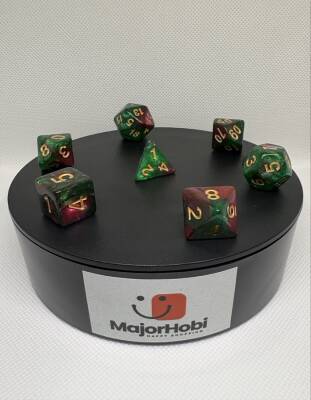 DND FRP 7’li Zar Seti – Sedefli Simli Yeşil Bordo | Dungeons & Dragons Masaüstü RPG Oyun Zarı Seti - 8