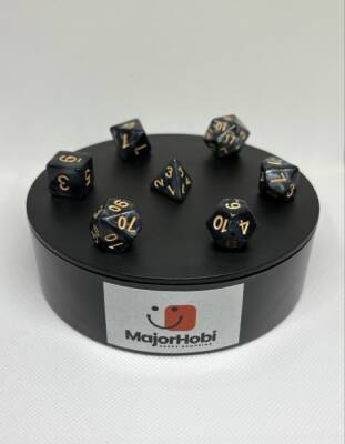 DND FRP 7’li Zar Seti – Sedefli Siyah | Dungeons & Dragons Masaüstü RPG Oyun Zarı Seti