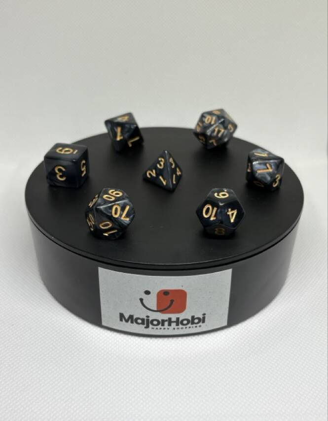 DND FRP 7’li Zar Seti – Sedefli Siyah | Dungeons & Dragons Masaüstü RPG Oyun Zarı Seti - 1