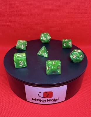 DND FRP 7’li Zar Seti – Sedefli Yeşil | Dungeons & Dragons Masaüstü RPG Oyun Zarı Seti