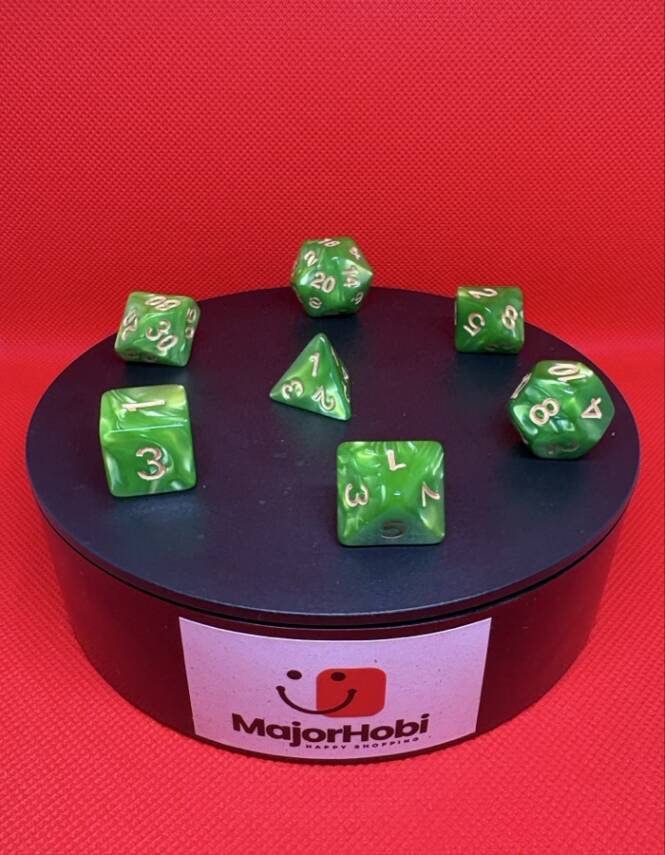 DND FRP 7’li Zar Seti – Sedefli Yeşil | Dungeons & Dragons Masaüstü RPG Oyun Zarı Seti - 1