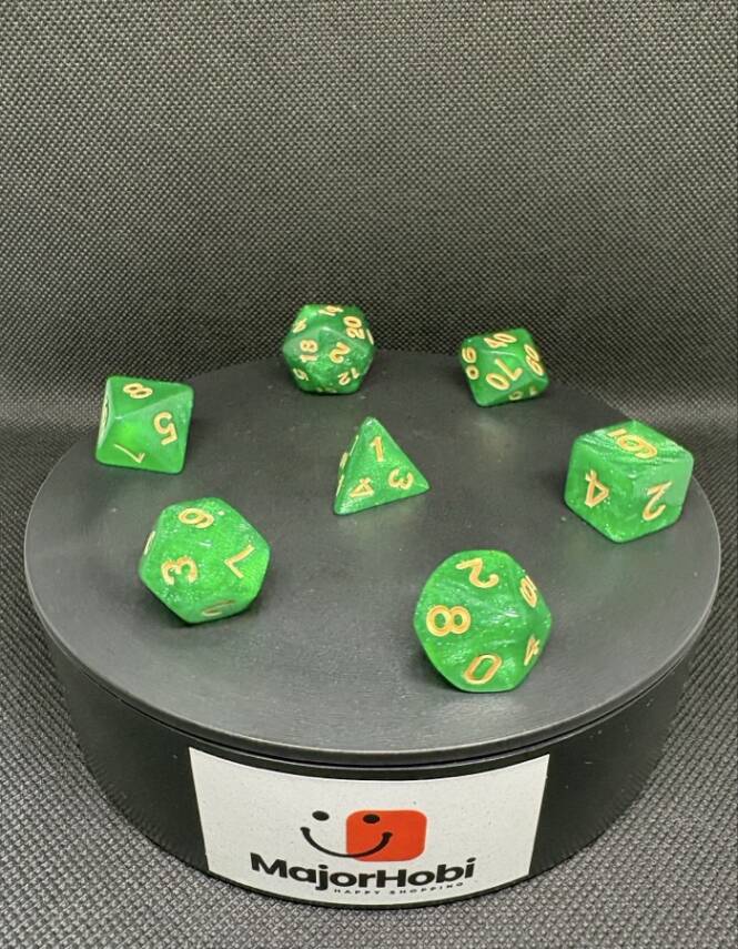 DND FRP 7’li Zar Seti – Sedefli Yeşil | Dungeons & Dragons Masaüstü RPG Oyun Zarı Seti - 1