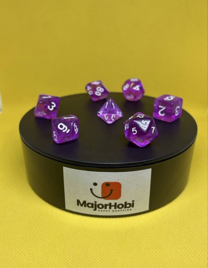 DND FRP 7’li Zar Seti – Şeffaf Açık Mor | Dungeons & Dragons Masaüstü RPG Oyun Zarı Seti - 3
