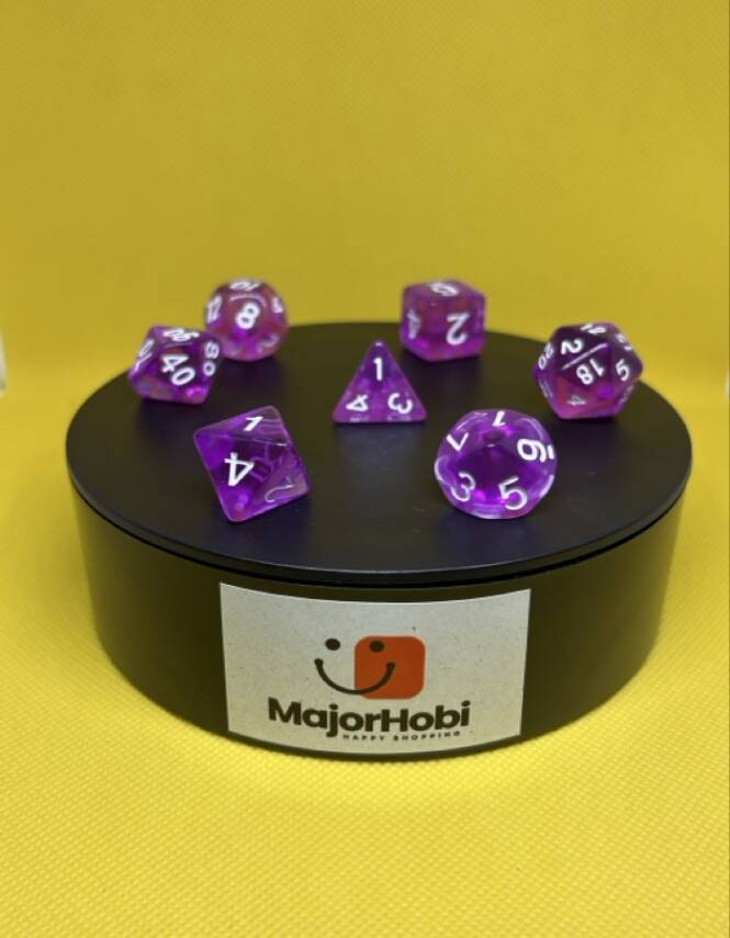 DND FRP 7’li Zar Seti – Şeffaf Açık Mor | Dungeons & Dragons Masaüstü RPG Oyun Zarı Seti - 4