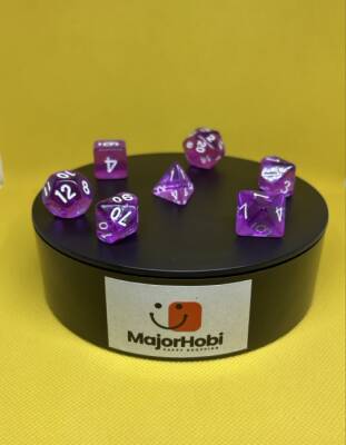 DND FRP 7’li Zar Seti – Şeffaf Açık Mor | Dungeons & Dragons Masaüstü RPG Oyun Zarı Seti - 6
