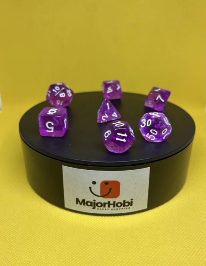 DND FRP 7’li Zar Seti – Şeffaf Açık Mor | Dungeons & Dragons Masaüstü RPG Oyun Zarı Seti - 7