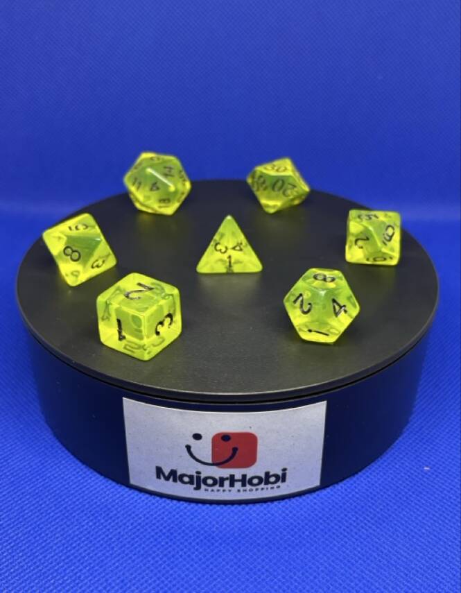 DND FRP 7’li Zar Seti – Şeffaf Açık Yeşil | Dungeons & Dragons Masaüstü RPG Oyun Zarı Seti - 1