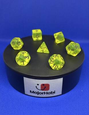 DND FRP 7’li Zar Seti – Şeffaf Açık Yeşil | Dungeons & Dragons Masaüstü RPG Oyun Zarı Seti - 7