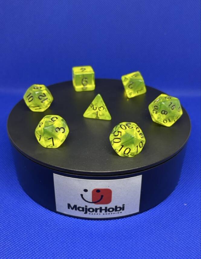 DND FRP 7’li Zar Seti – Şeffaf Açık Yeşil | Dungeons & Dragons Masaüstü RPG Oyun Zarı Seti - 7