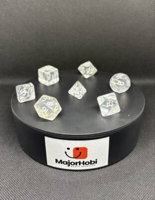 DND FRP 7’li Zar Seti – Şeffaf | Dungeons & Dragons Masaüstü RPG Oyun Zarı Seti - 3