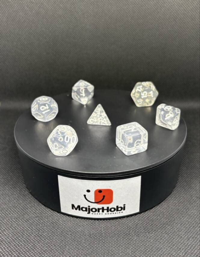 DND FRP 7’li Zar Seti – Şeffaf | Dungeons & Dragons Masaüstü RPG Oyun Zarı Seti - 7