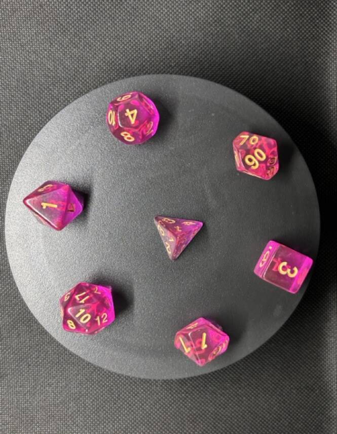 DND FRP 7’li Zar Seti – Şeffaf Fuşya | Dungeons & Dragons Masaüstü RPG Oyun Zarı Seti - 6
